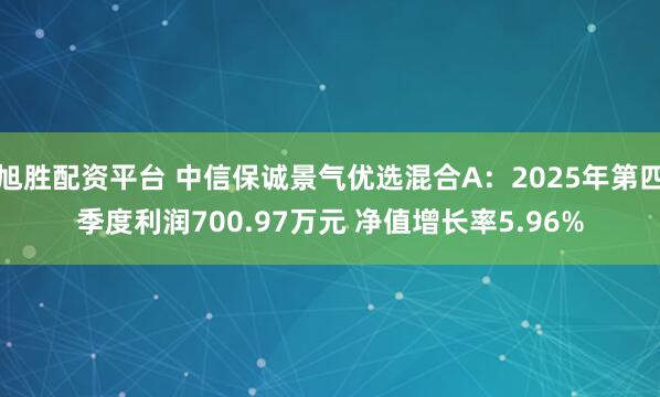 旭胜配资平台 中信保诚景气优选混合A：2025年第四季度利润700.97万元 净值增长率5.96%